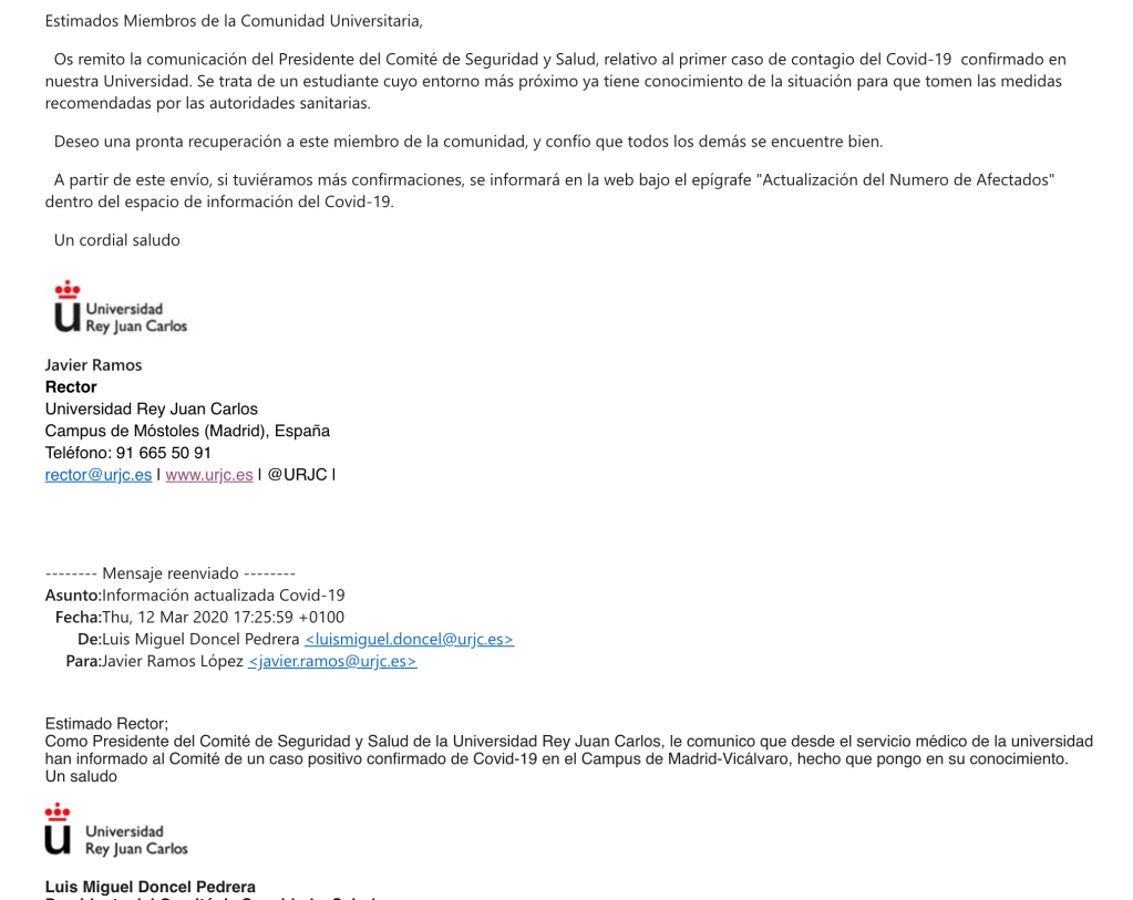 Comunicado del Rector